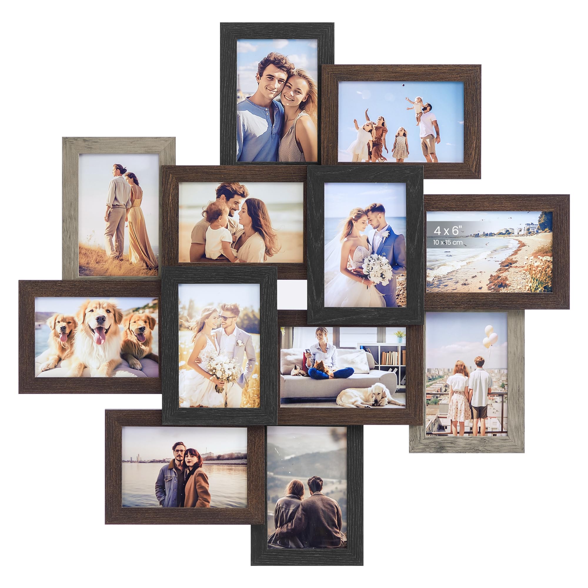 Songmics URPF022M01 collage wall frame with glass front showcases family memories.