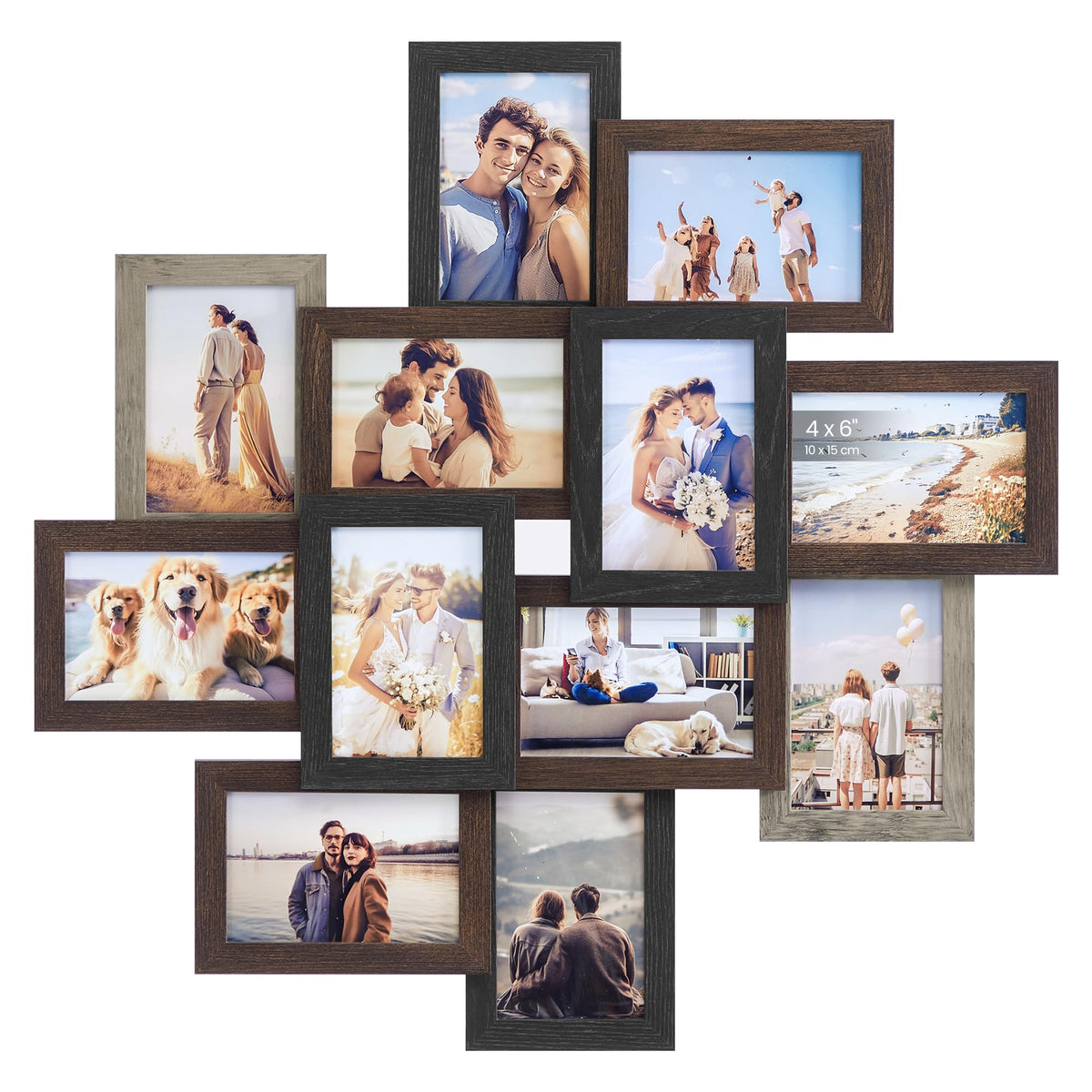 Songmics URPF022M01 collage wall frame with glass front showcases family memories.