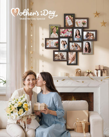 Songmics URPF022M01 MDF frame with clear glass protecting photos.