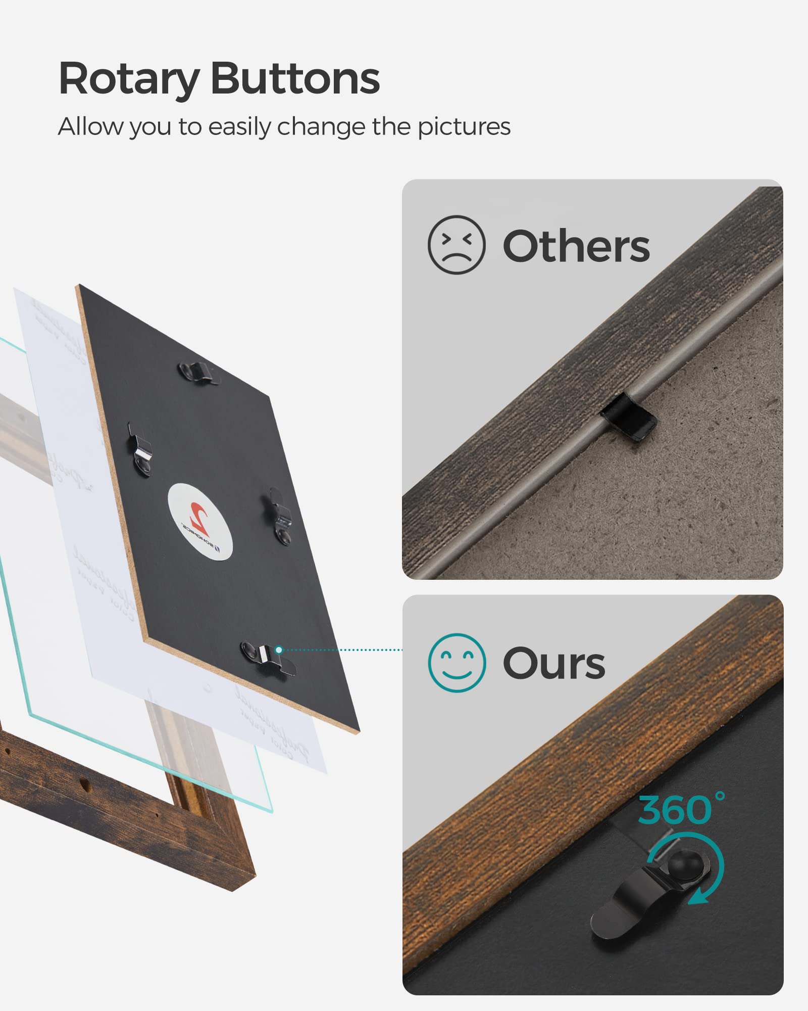 SongMics URPF022X01 easy-change tabs support hassle-free photo swaps.
