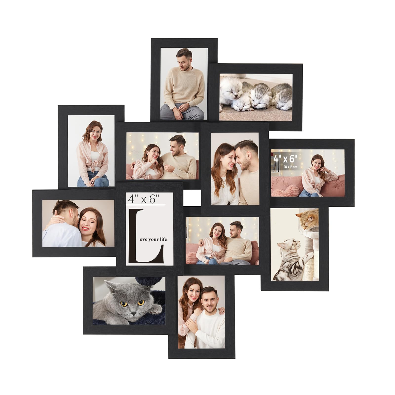 SONGMICS URPF22BK collage front view with glass preserves 4x6 photos beautifully.