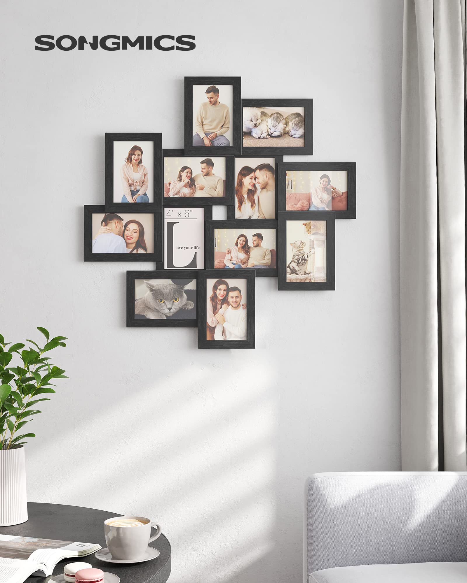 SONGMICS URPF22BK 4x6 frames in ink black suit modern decor.