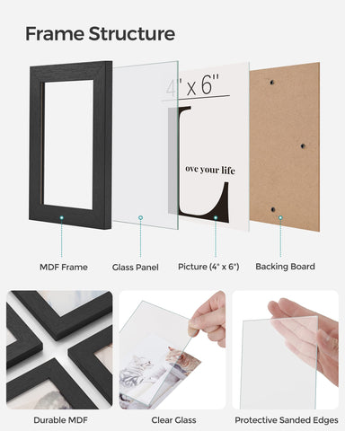 SONGMICS URPF22BK wall-ready arrangement showcases twelve photos in a stylish grid.