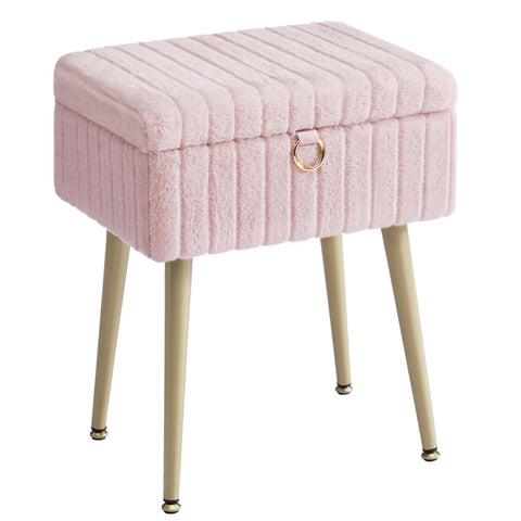 SONGMICS Jelly Pink vanity stool with faux fur, plush seat for beauty routines
