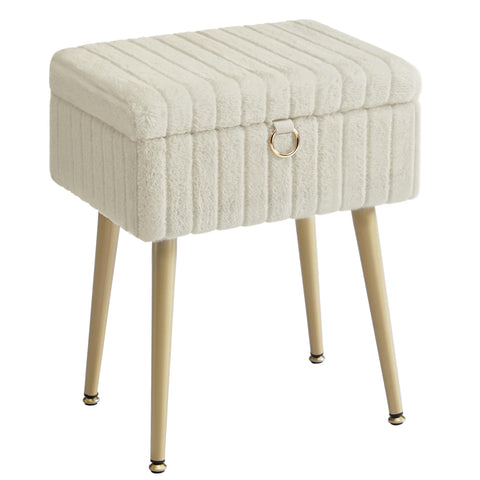 Songmics vanity stool with faux fur provides cozy seating for makeup sessions
