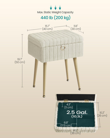 Songmics vanity stool with a large seat fits under most vanities