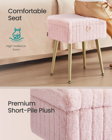 SONGMICS vanity stool with removable dividers keeps cosmetics organized