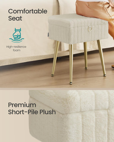 Songmics vanity stool with removable dividers organizes items into three sections