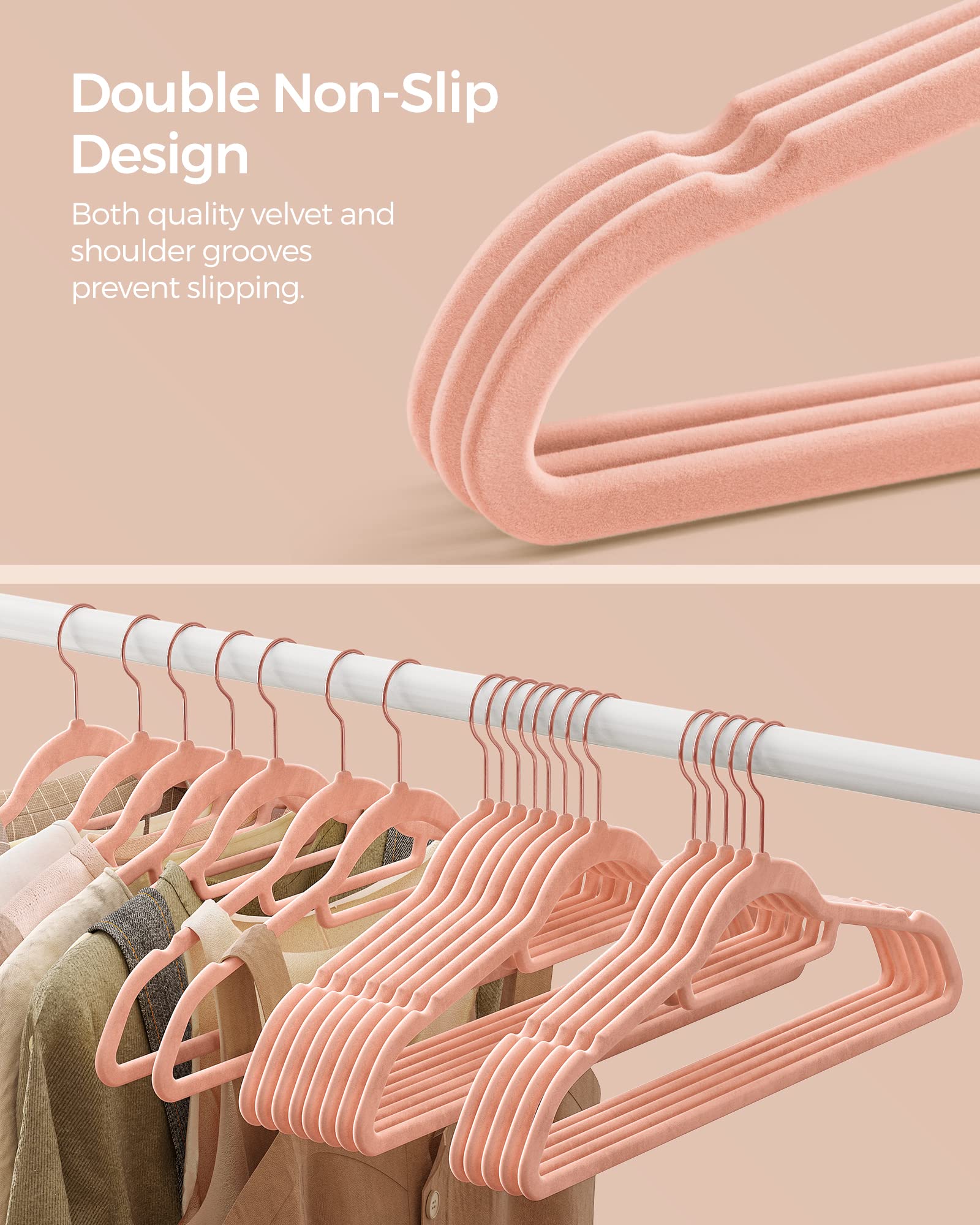 Songmics velvet hanger slim profile saves closet space.