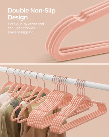 Songmics velvet hanger slim profile saves closet space.
