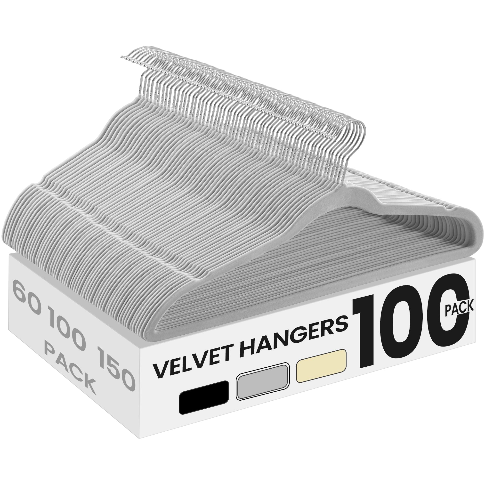SongMics velvet hangers in a 100-pack for organized closet storage.