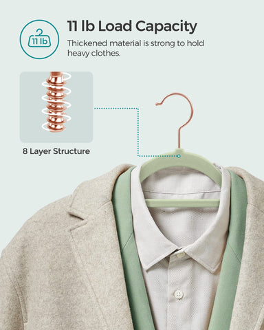 SONGMICS velvet hangers support up to 11 lb per hanger for heavier garments