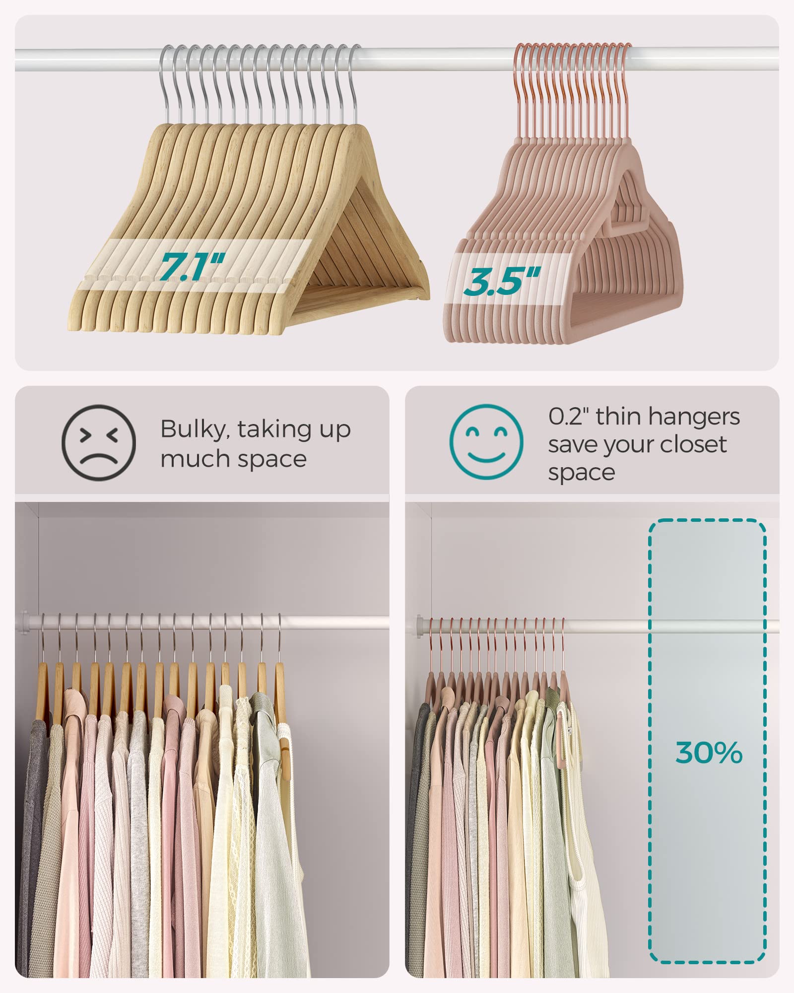 Songmics 11 lb capacity supports winter coats and heavier fabrics without sagging.