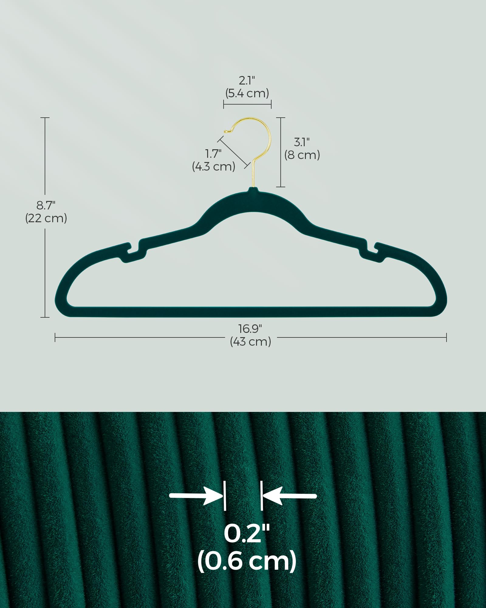 SONGMICS velvet hangers 360° swivel hook enables easy hanging and access.