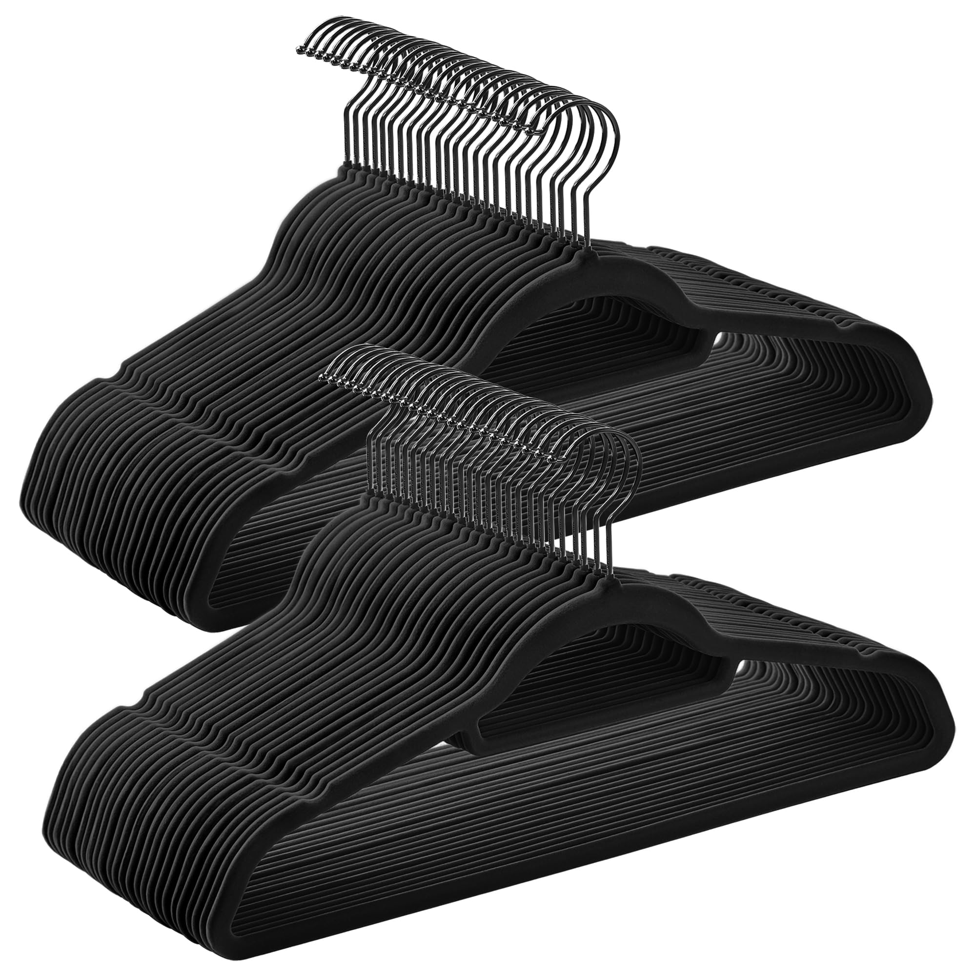 SongMics velvet hanger 50-pack for coats keeps heavy outerwear in place and reduces creases.