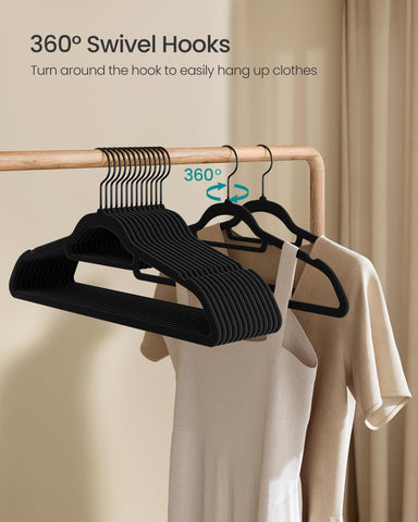 SongMics velvet hanger 50-pack 360-degree swivel hook for easy access.
