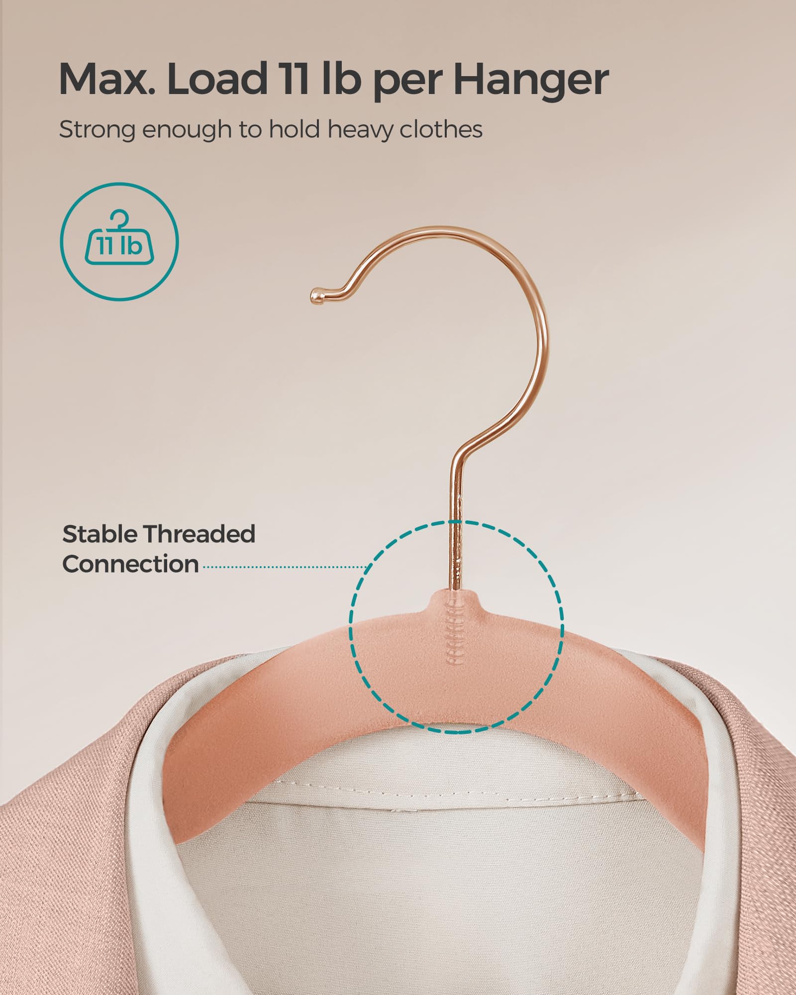 SongMics velvet hanger with 360° swivel hook for easy access
