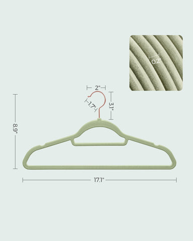 SONGMICS velvet hangers lime green 50-pack for bright organized wardrobes
