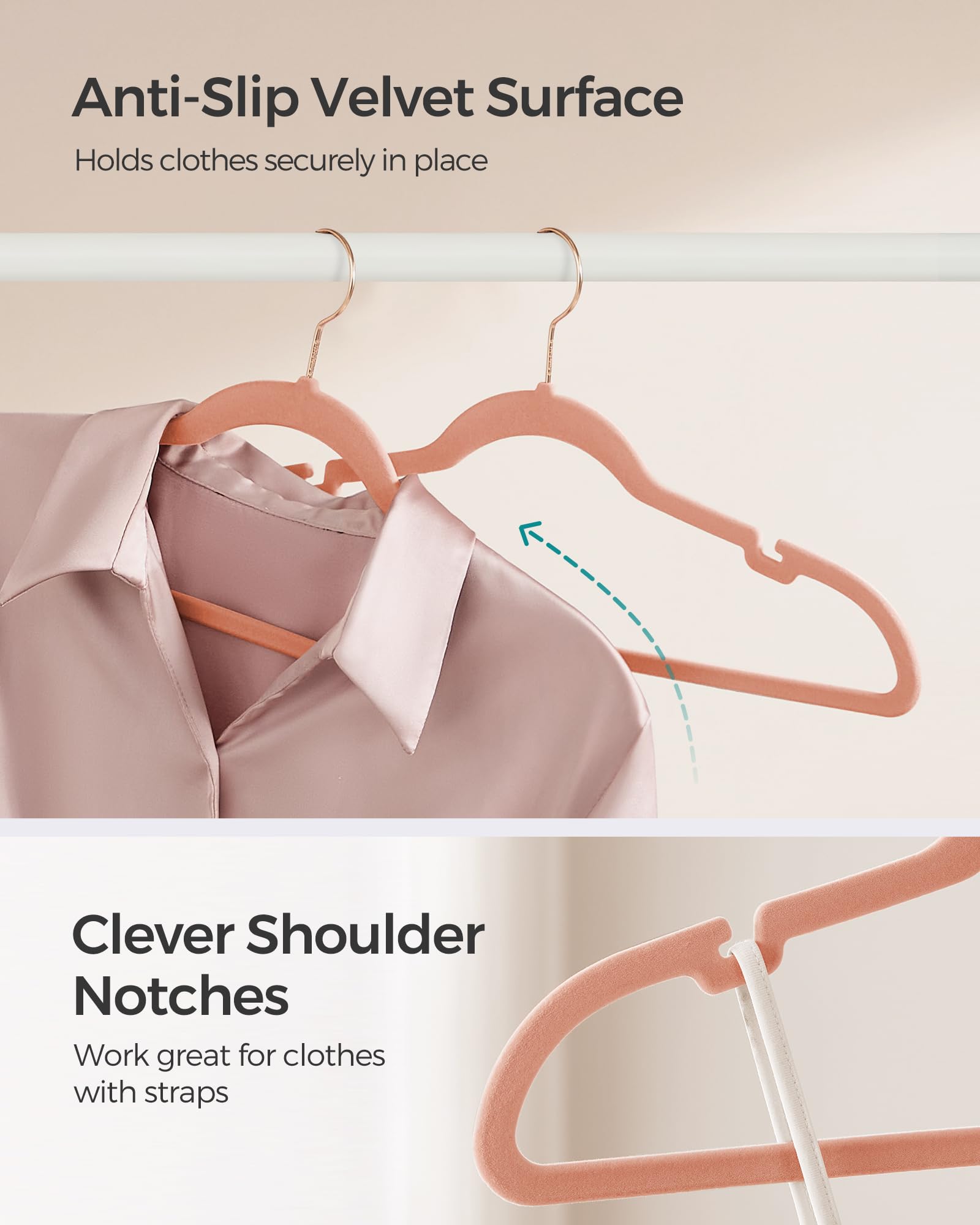 SongMics velvet hanger ultra-thin profile saves closet space
