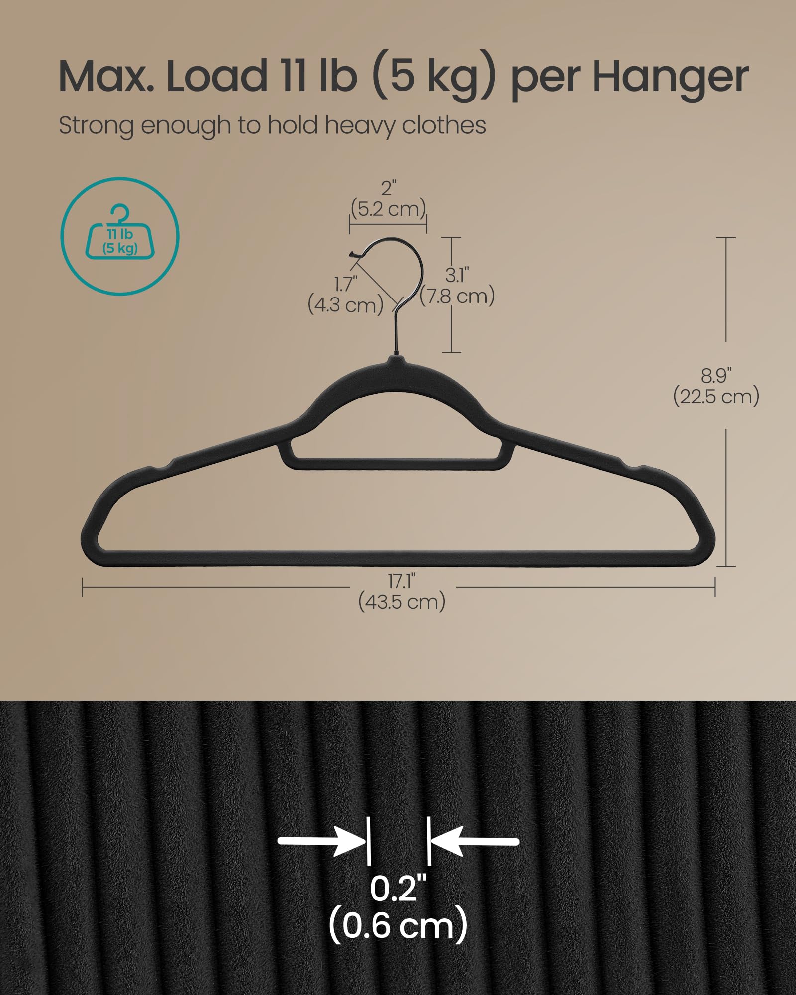 SongMics velvet hanger 50-pack central bar ideal for ties and scarves.
