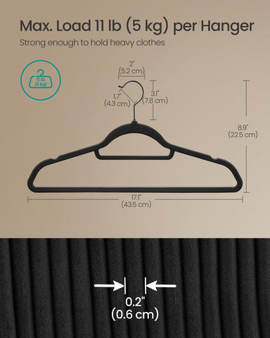 SongMics velvet hanger 50-pack central bar ideal for ties and scarves.