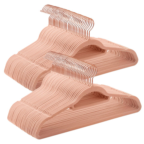 Songmics velvet hangers with rose-gold hooks, 60-pack for secure non-slip garment storage.