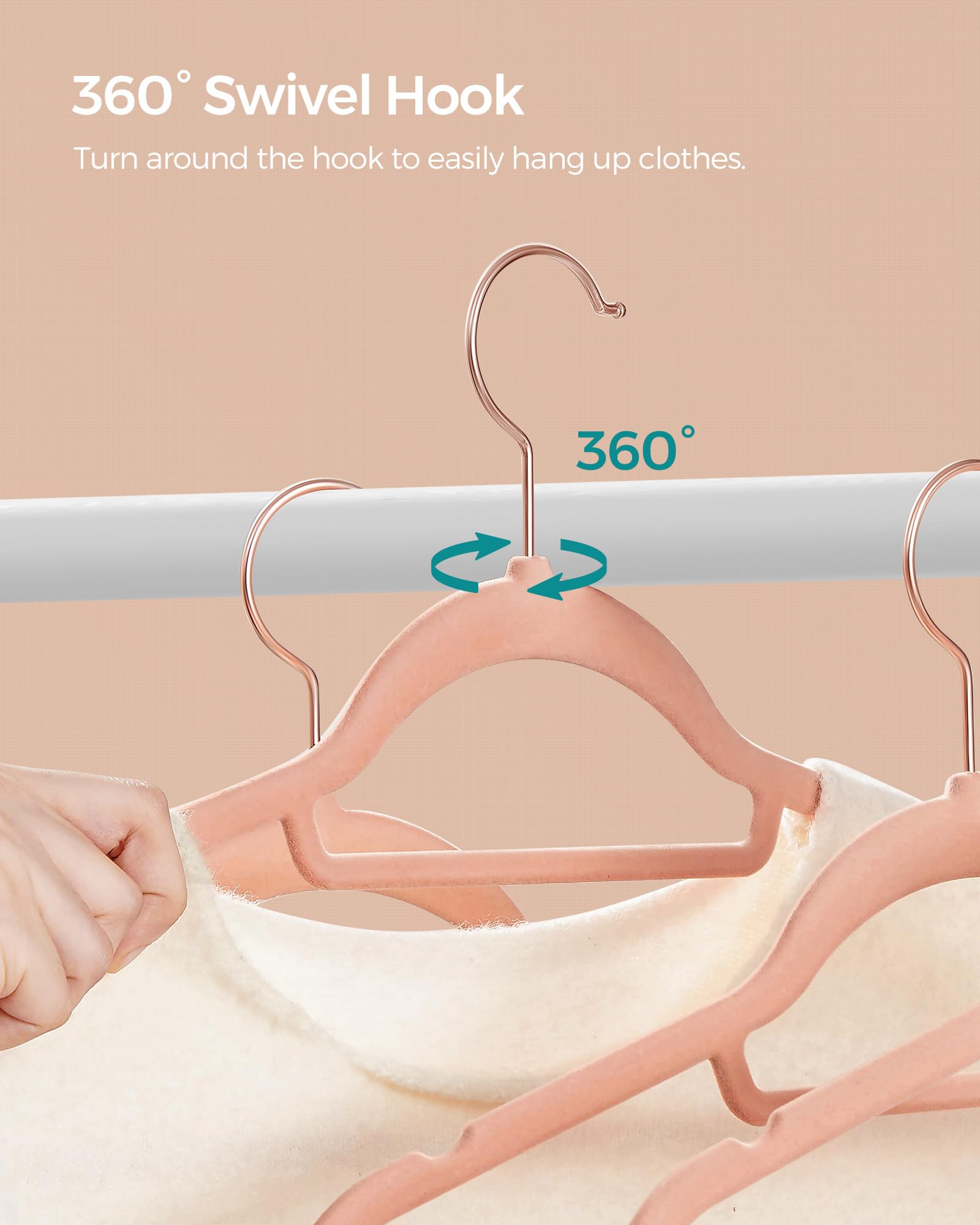 Songmics velvet hangers central bar for ties and scarves to optimize storage.