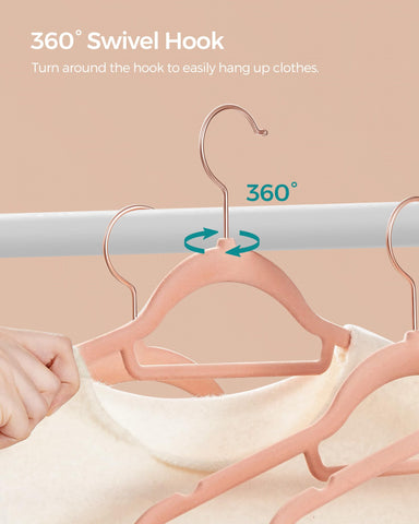 Songmics velvet hangers central bar for ties and scarves to optimize storage.
