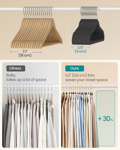 SONGMICS heavy-duty velvet hangers support bulky coats