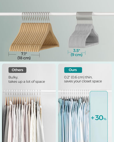 SongMics velvet hangers have a non-slip velvet finish to prevent slipping.