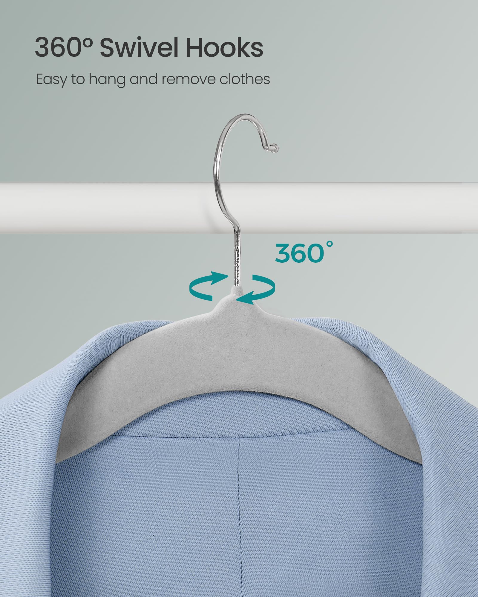 SongMics velvet hangers with shoulder grooves keep garments in place.