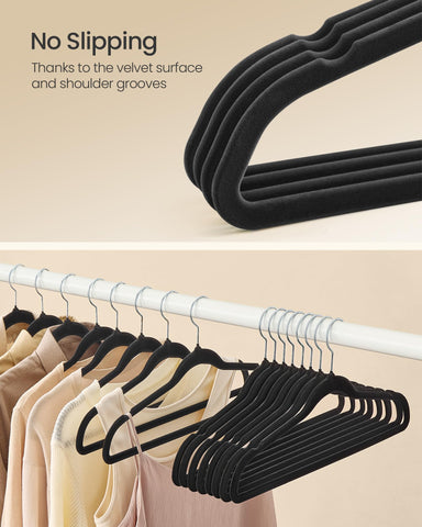 SONGMICS velvet hangers with shoulder grooves protect garments