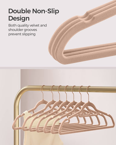 Songmics slim-profile hangers maximize closet space while supporting heavier garments.