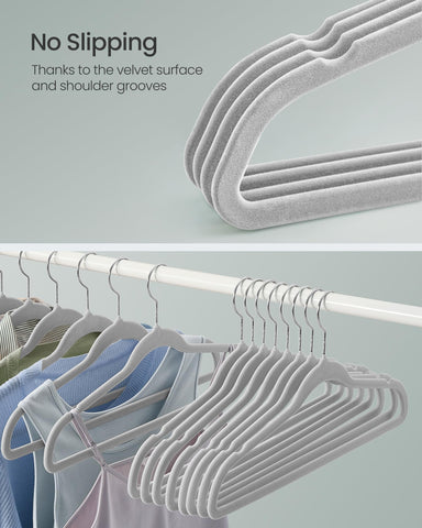 SongMics velvet hangers with 360-degree swivel hooks for easy access.