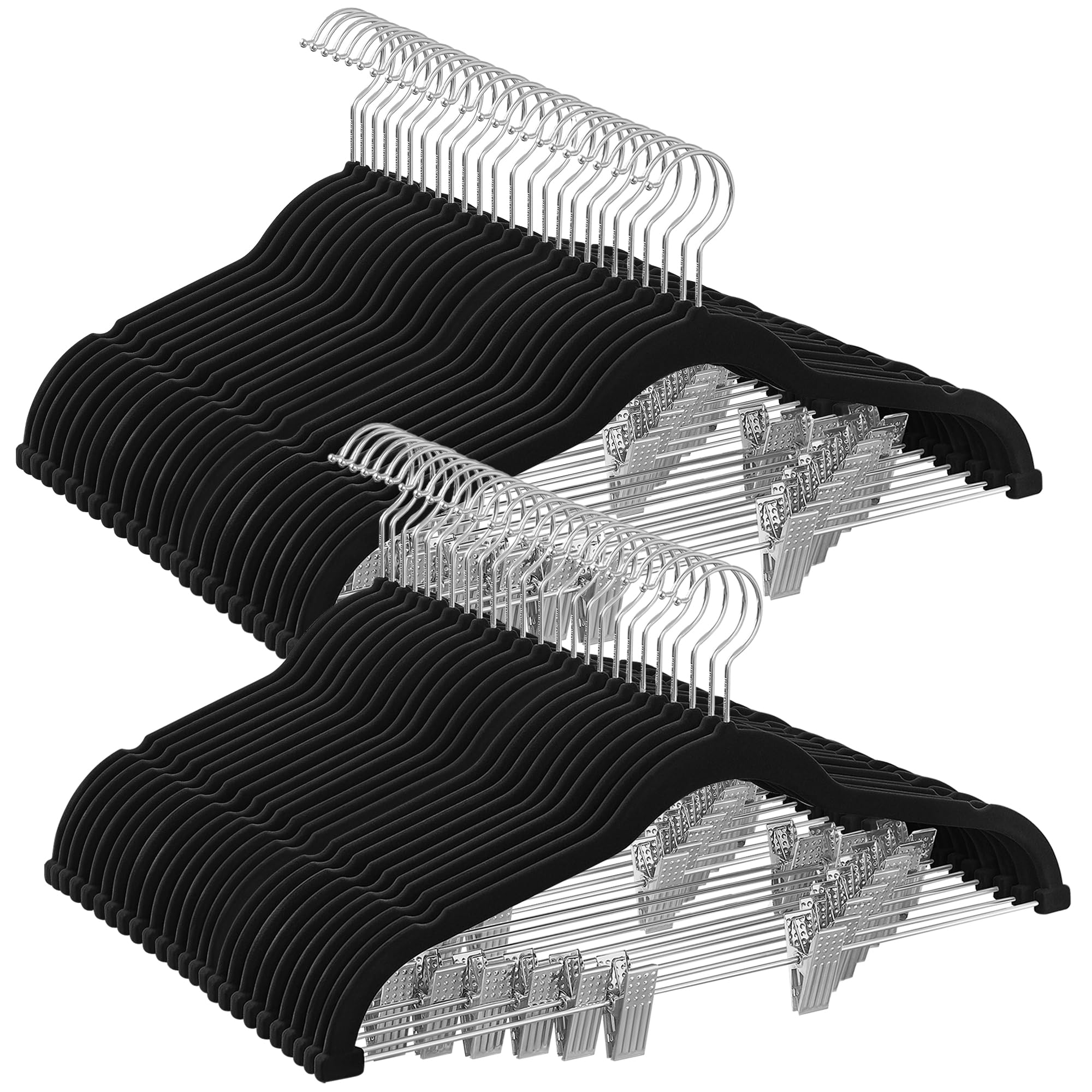 SONGMICS velvet pants hanger 16.7 inch keeps trousers neatly organized.