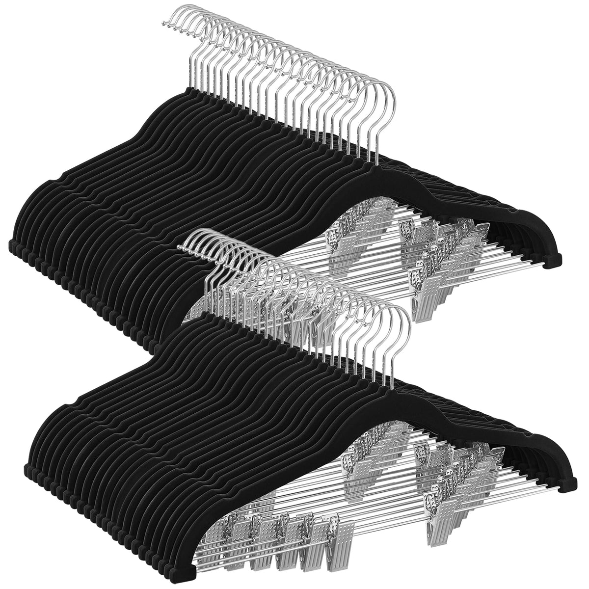 SONGMICS velvet pants hanger 16.7 inch keeps trousers neatly organized.