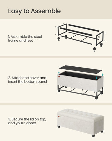 SONGMICS velvet storage ottoman bench in living room setting.