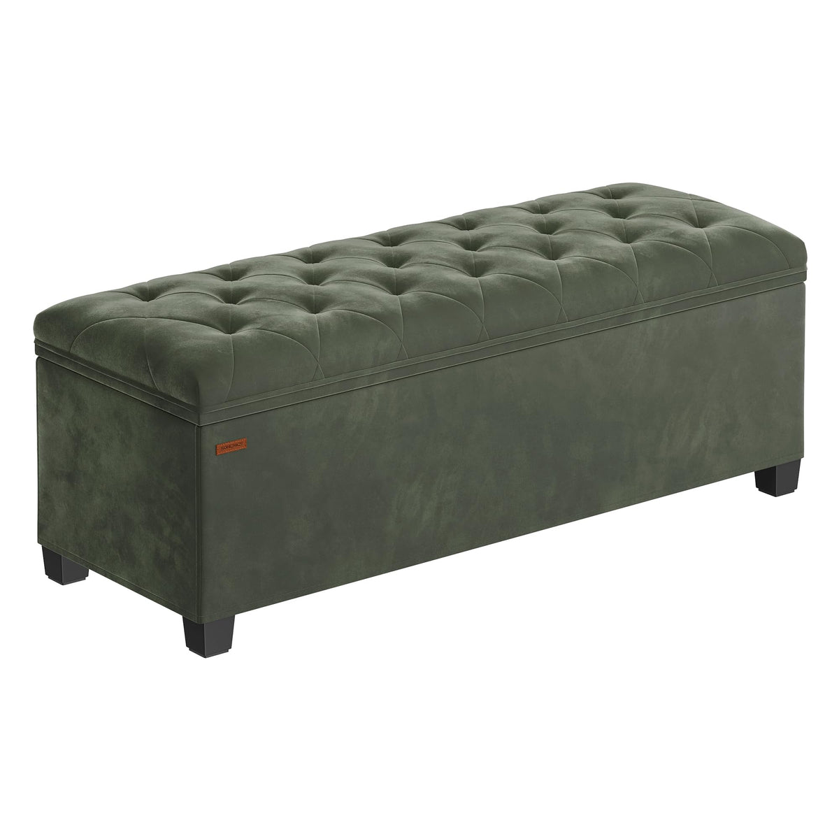 SONGMICS velvet storage ottoman forest green full view, stylish seating with storage