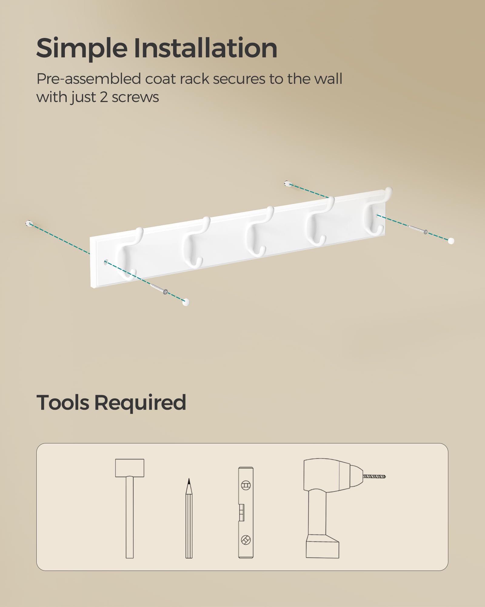 SONGMICS bedroom-ready wall rack offers organized space for outerwear.