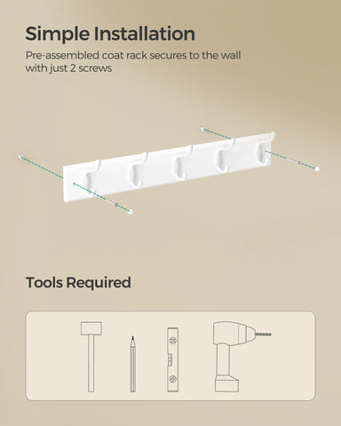 SONGMICS bedroom-ready wall rack offers organized space for outerwear.