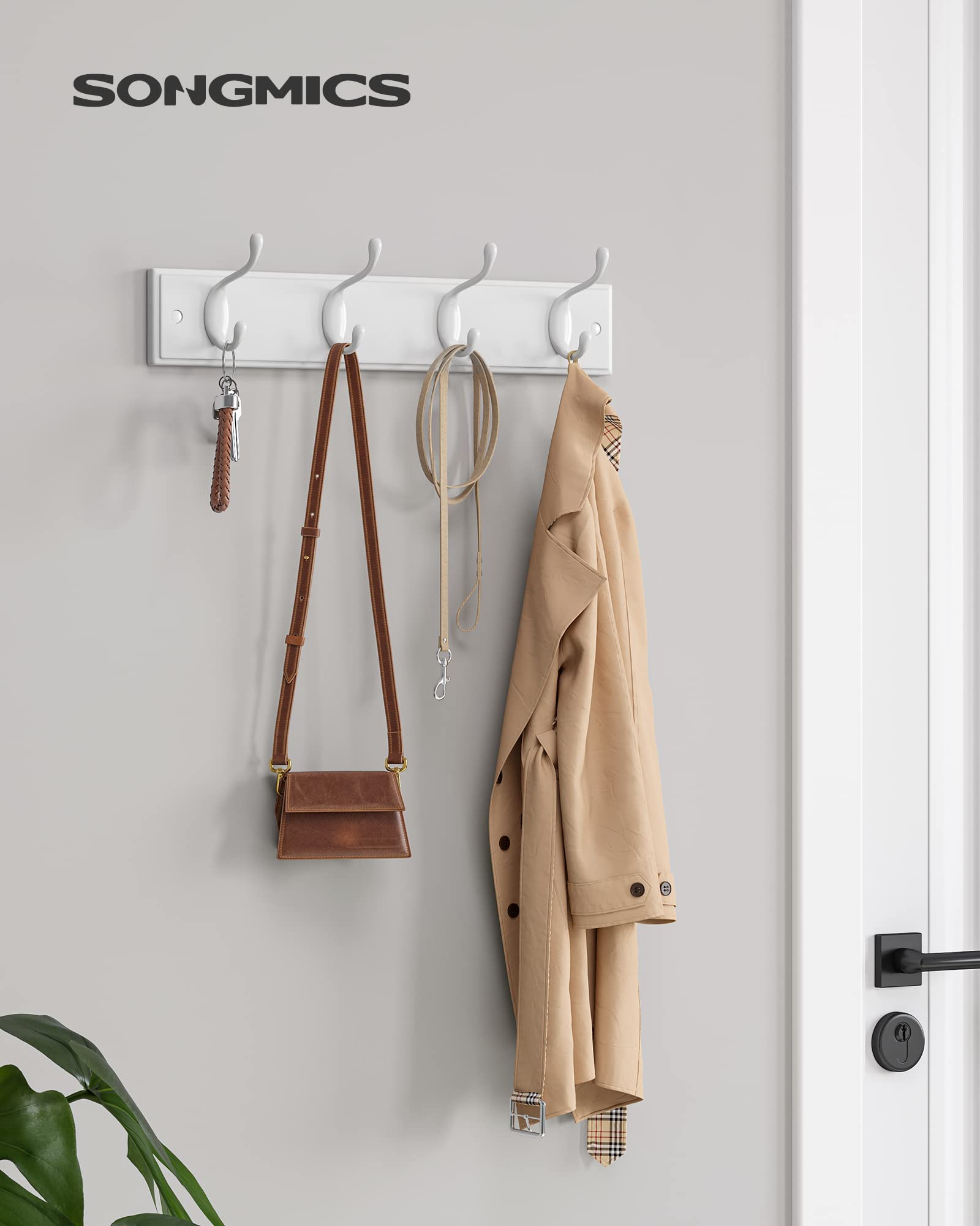 SONGMICS wall-mounted rack showing mounting backplate for secure installation.