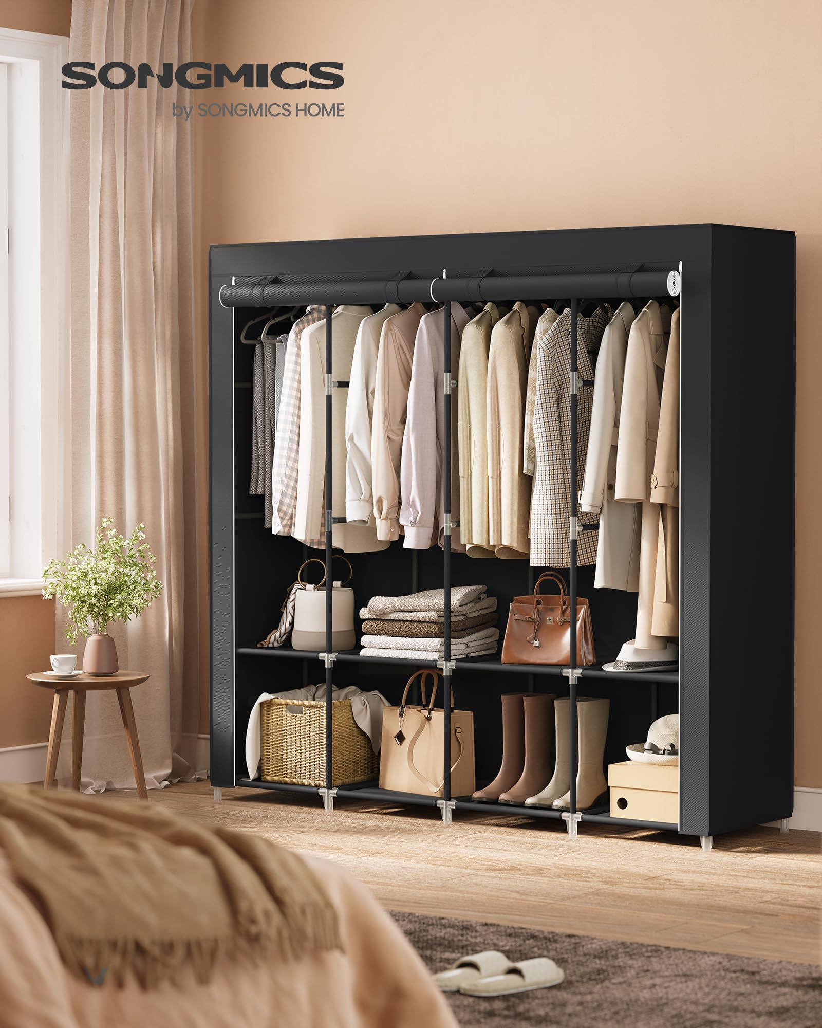 SongMics wardrobe with four hanging rails keeps shirts wrinkle-free