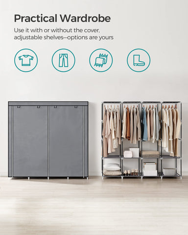 SONGMICS shelves provide space for shoes, bags, and folded items