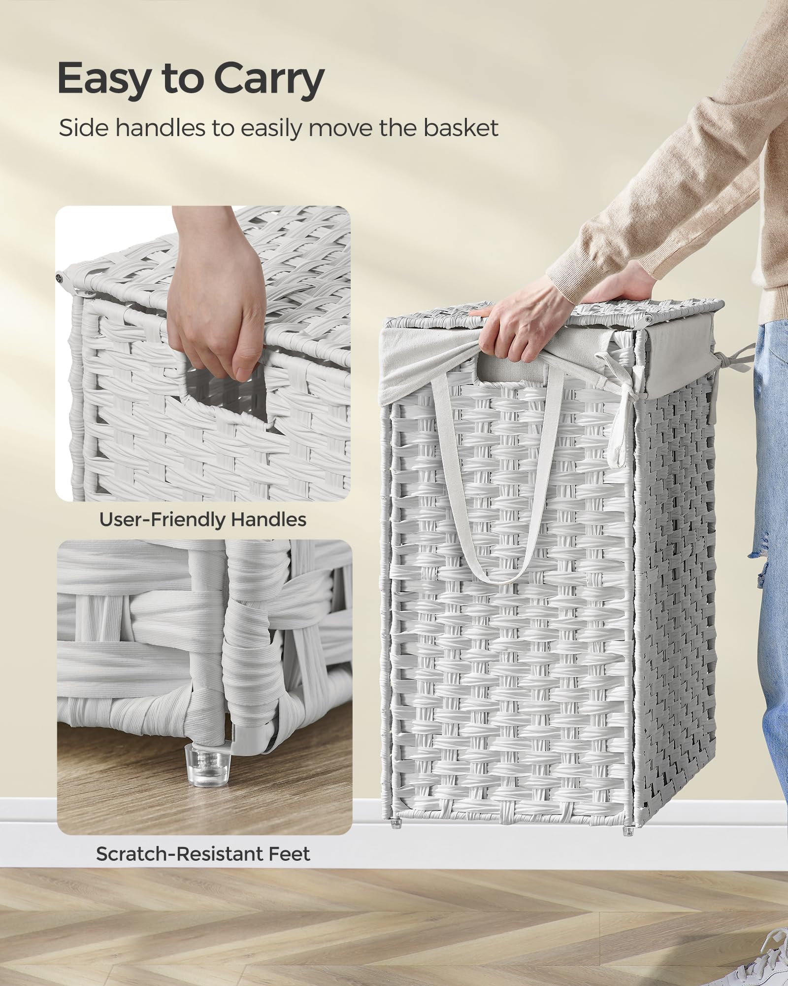 SONGMICS waterproof PP rattan construction keeps clothes dry and ventilated