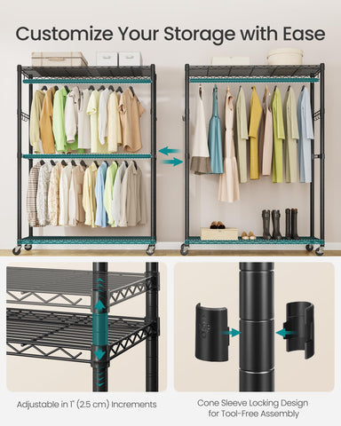 SongMICS rack with wheels and brakes enables easy movement and secure locking.