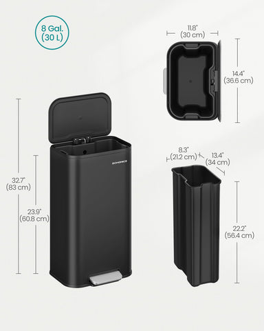 Songmics wide non-slip pedal for easy, controlled opening