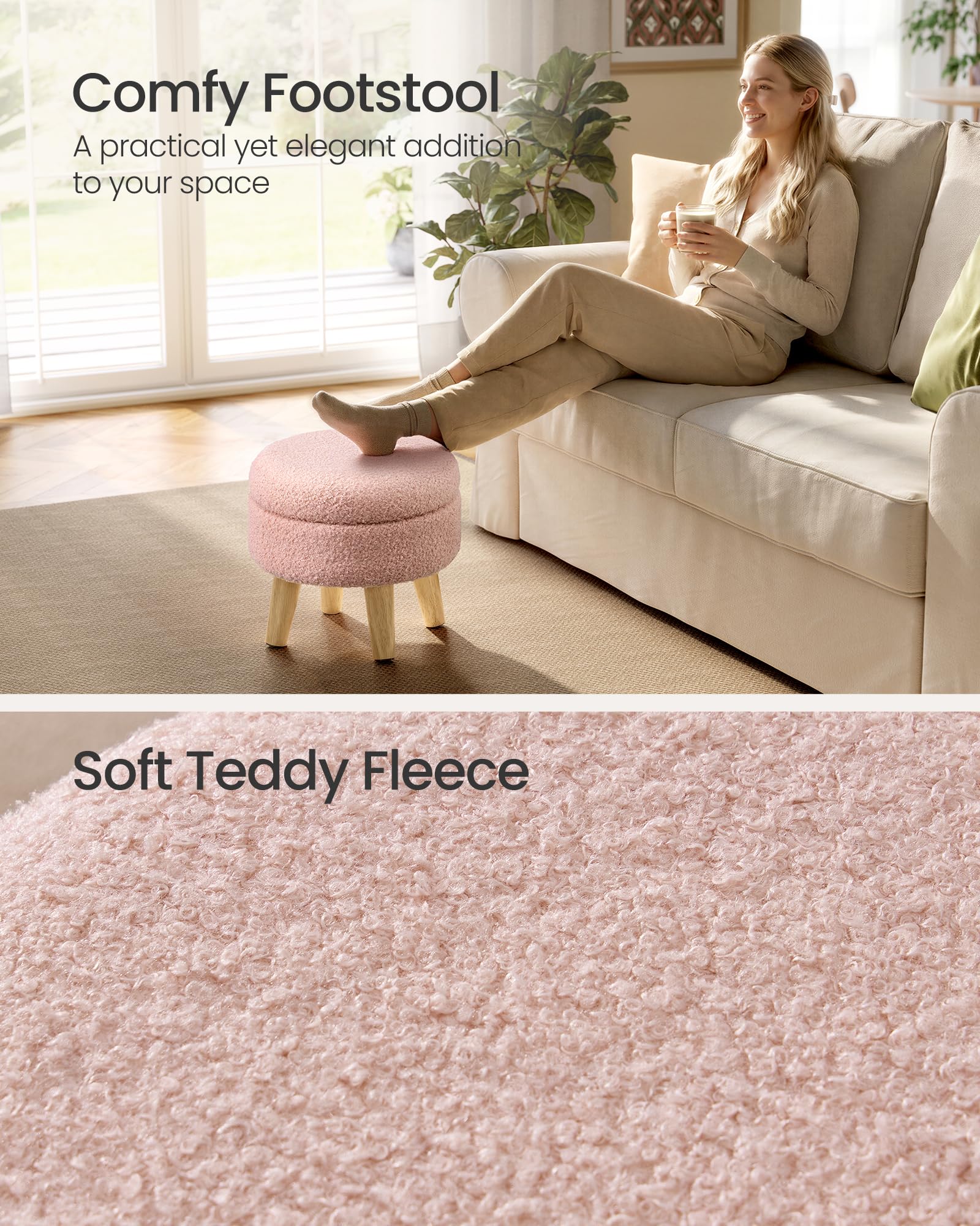 SONGMICS wood legs provide sturdy support while protecting floors with felt pads.