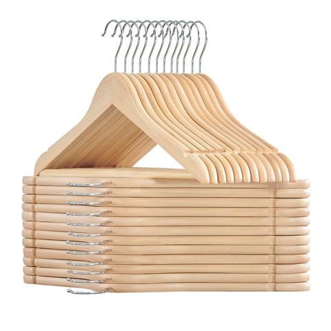 SONGMICS wooden hangers with natural wood texture protect garments from scratches