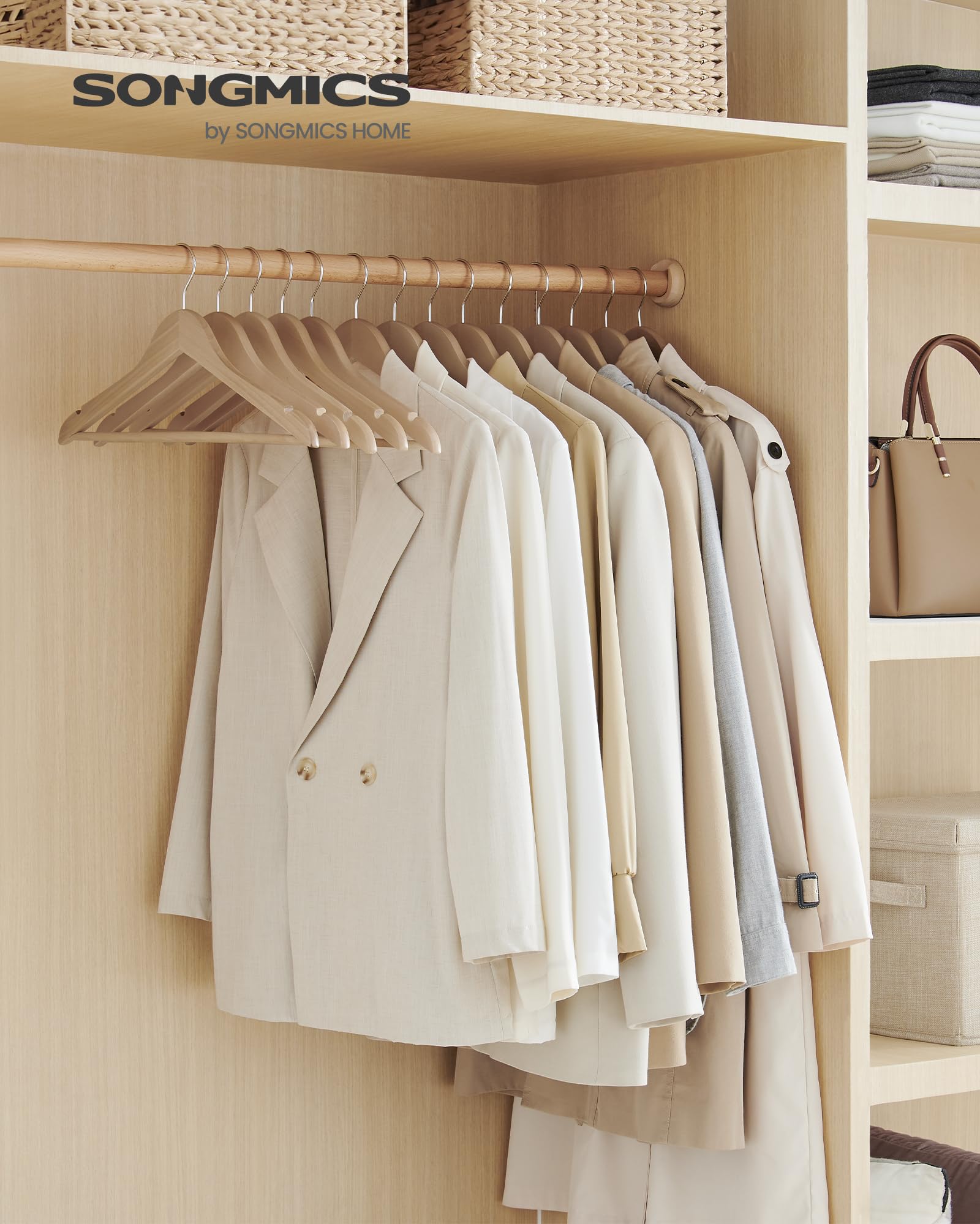 SONGMICS hangers with shoulder contours maintain shape and reduce marks