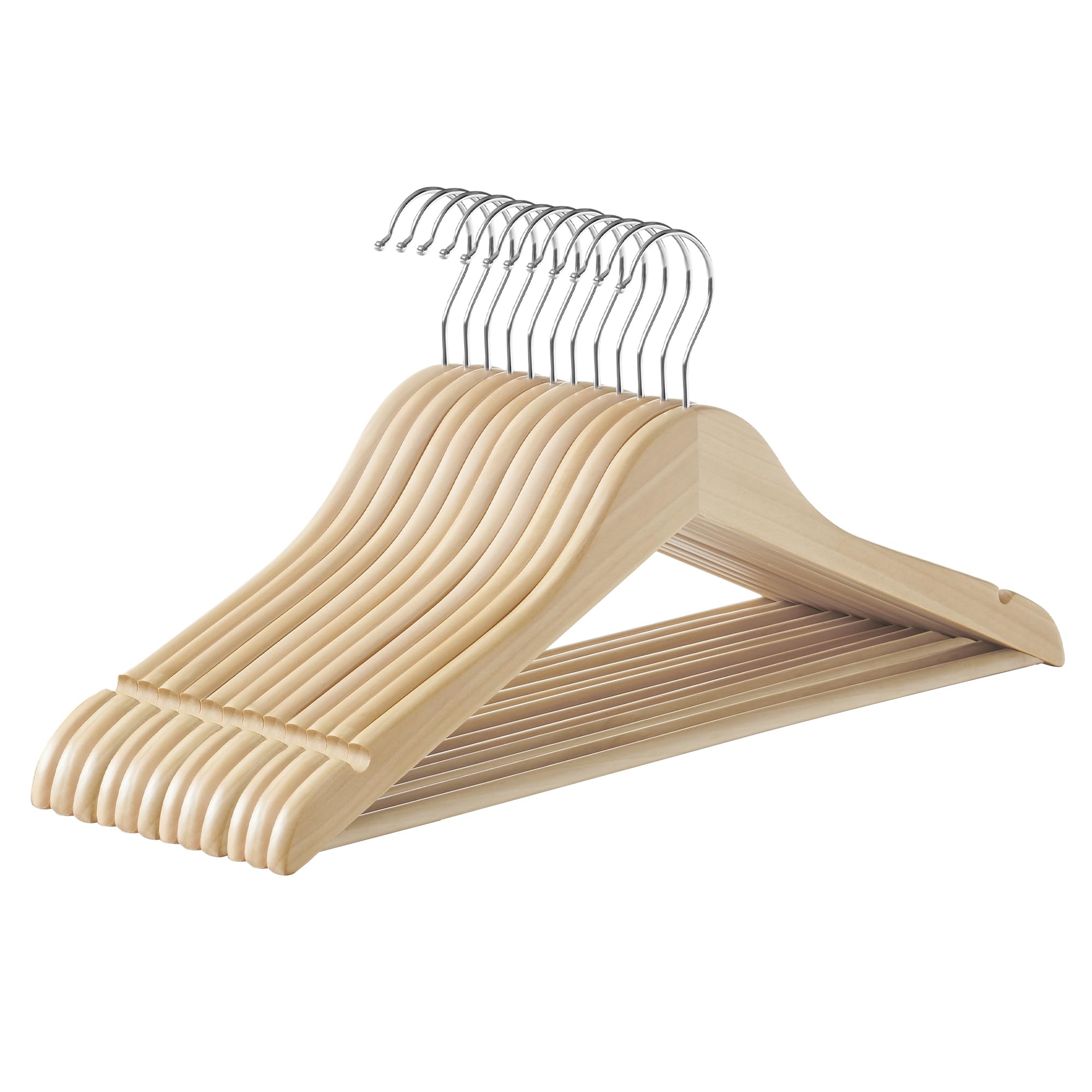 SONGMICS wooden hanger with natural wood texture preserves garment shape